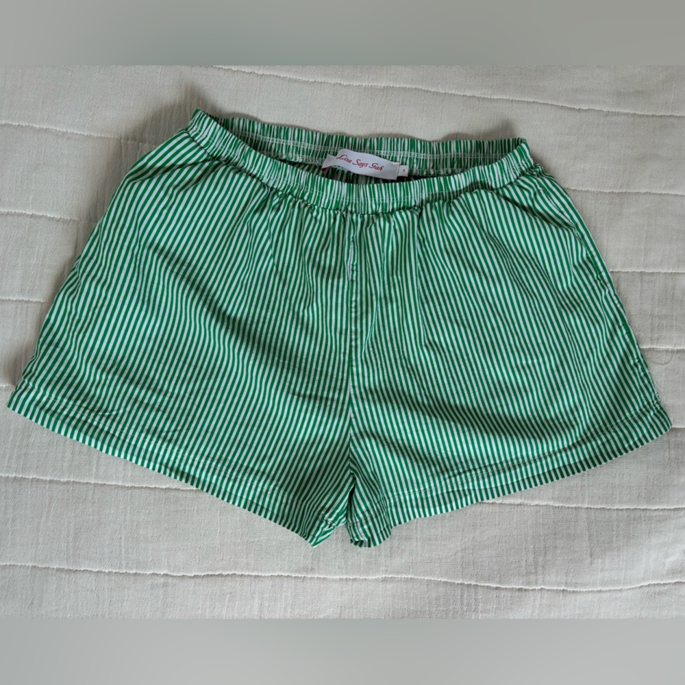 Lisa Says Gah - Green Striped Shorts - Size Small